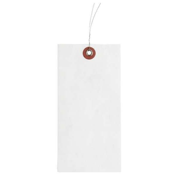 1-3/8" x 2-3/4" White Tyvek Wire Tag, Includes 12" Wire, Pk1000