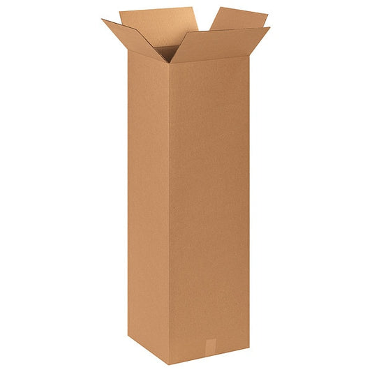 Tall Corrugated Boxes, 15" x 15" x 48", Kraft, 10/Bundle