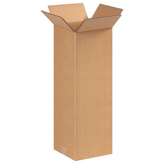 Tall Corrugated Boxes, 8" x 8" x 20", Kraft, 25/Bundle