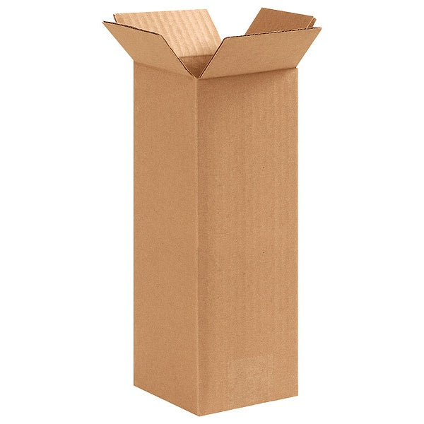 Tall Corrugated Boxes, 4" x 4" x 10", Kraft, 25/Bundle