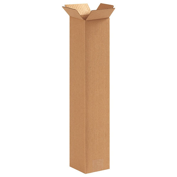 Tall Corrugated Boxes, 4" x 4" x 20", Kraft, 25/Bundle