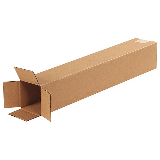 Tall Corrugated Boxes, 4" x 4" x 24", Kraft, 25/Bundle