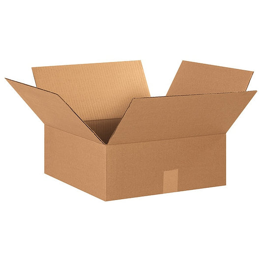 Flat Corrugated Boxes, 15" x 15" x 6", Kraft, 25/Bundle