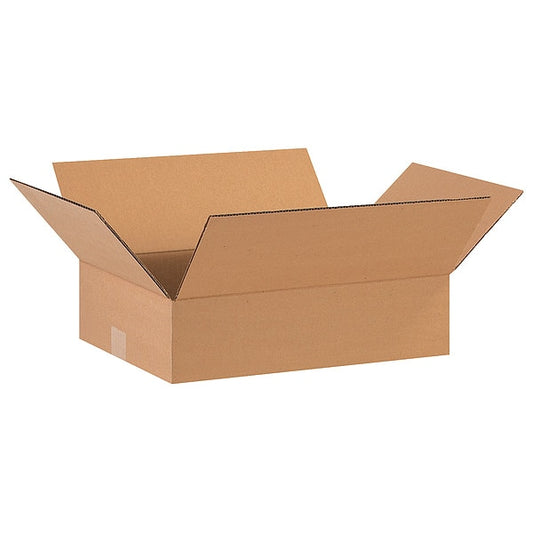 Flat Corrugated Boxes, 16" x 12" x 4", Kraft, 25/Bundle