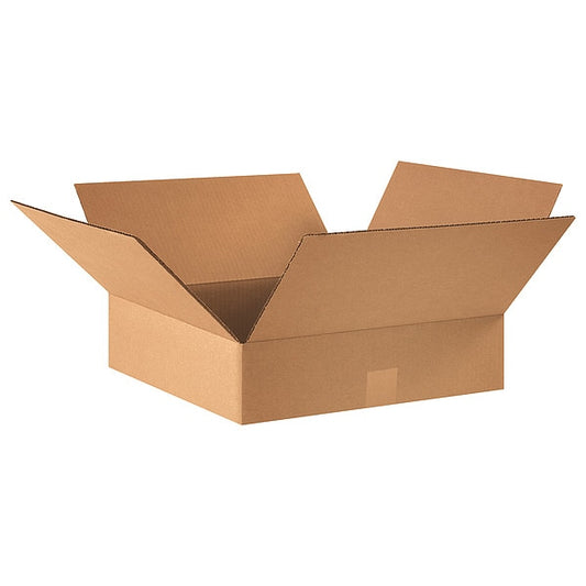 Flat Corrugated Boxes, 16" x 16" x 4", Kraft, 25/Bundle