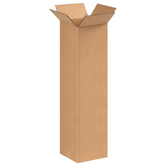 Tall Corrugated Boxes, 8" x 8" x 30", Kraft, 25/Bundle