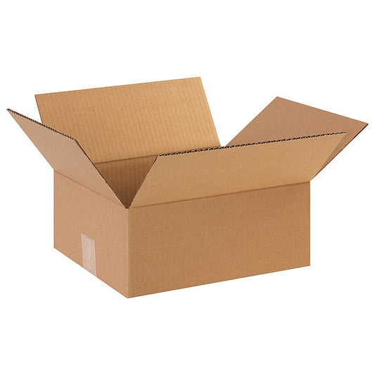 Flat Corrugated Boxes, 12" x 10" x 5", Kraft, 25/Bundle