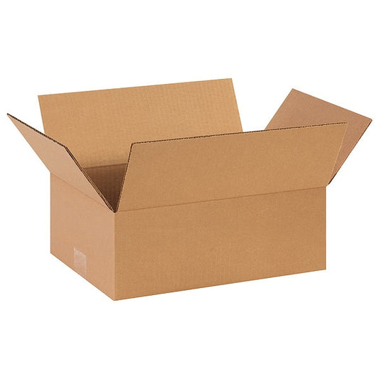 Flat Corrugated Boxes, 14" x 10" x 5", Kraft, 25/Bundle