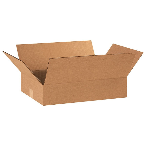 Flat Corrugated Boxes, 18" x 12" x 4", Kraft, 25/Bundle