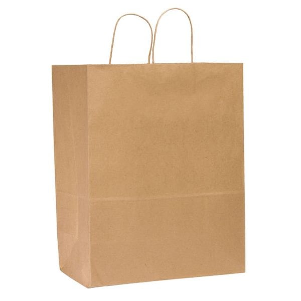 Traveler Brown Shopping Bag Flat Bottom, Twist Handles, Pk250
