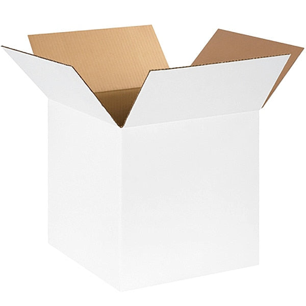 Corrugated Boxes, 14" x 14" x 14", White, 25/Bundle