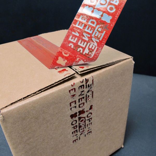 Tamper Evident Tape, Red, 2 In x 180 Ft