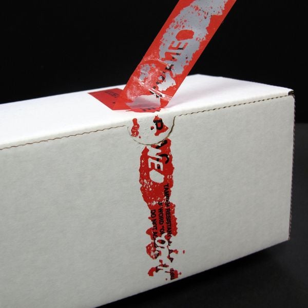 Tamper Evident Tape, Red, 1 In x 180 Ft