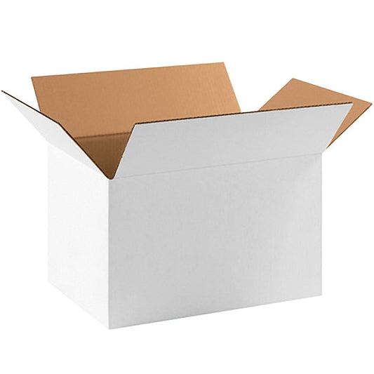 Corrugated Boxes, 17 1/4" x 11 1/4" x 10", White, 25/Bundle