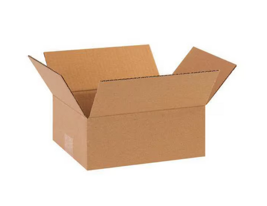 Flat Corrugated Boxes, 10" x 9" x 4", Kraft, 25/Bundle