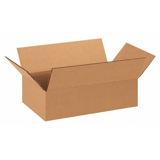 Flat Corrugated Boxes, 14" x 8" x 4", Kraft