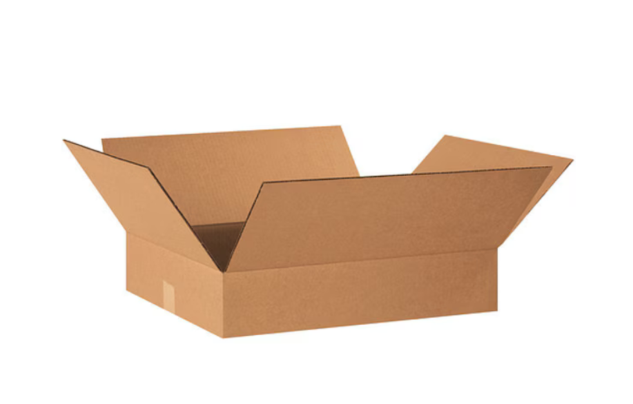 Flat Corrugated Boxes, 22" x 18" x 4", Kraft, 25/Bundle