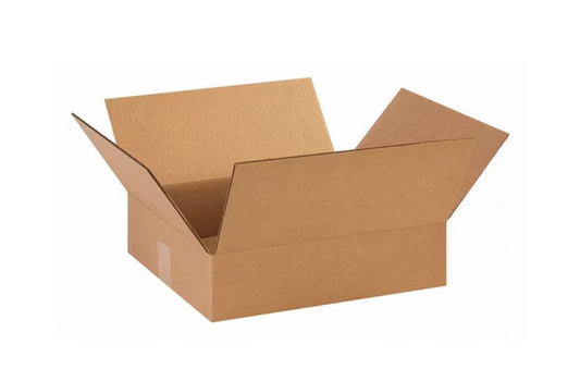 Flat Corrugated Boxes, 14 3/8" x 12" x 3 1/2", Kraft, 25/Bundle