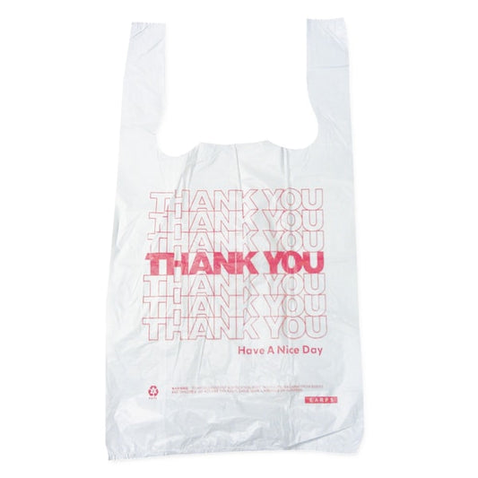 Thank You High-Density Shopping Bags, 10" x 19", White, PK2000