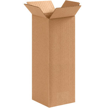 Tall Corrugated Boxes, 4" x 4" x 10", Kraft