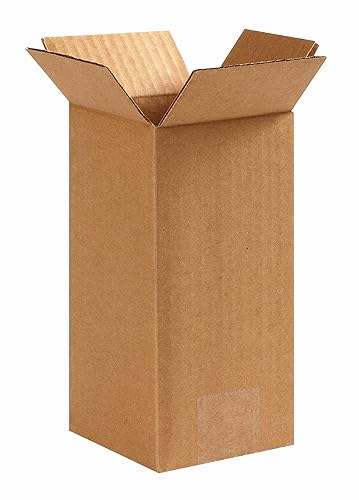 Tall Corrugated Boxes, 4" x 4" x 8", Kraft