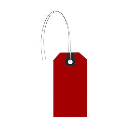 1-7/8" x 3-3/4" Fluorescent Red Paper Wire Tag, Includes 12" Wire, Pk1000