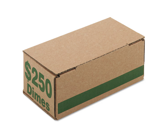 Corrugated Cardboard Coin Storage w/Denom Printed On Side, Green, PK50