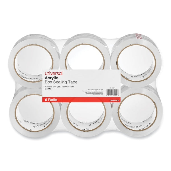 Moving and Storage Packing Tape, 3 in. Core, 1.88 in. x 54.6 yd, Clear, 6PK