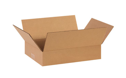 Flat Corrugated Boxes, 14" x 10" x 3", Kraft, 25/Bundle