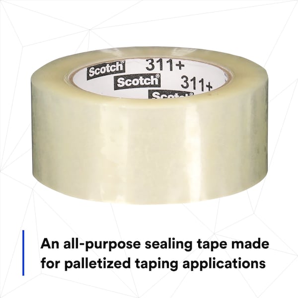 Carton Sealing Tape, 48 mm W, 100 m L, 2 mil Thick, Clear, Standard Duty, PK36