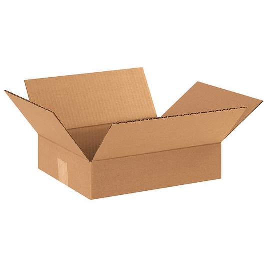 Flat Corrugated Boxes, 12" x 10" x 3", Kraft