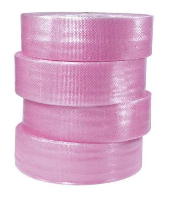 Anti-Static Air Bubble Rolls, 3/16" x 12" x 750', Pink, 4/Bundle