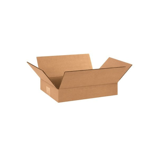 Flat Cardboard Corrugated Boxes, 12"L x 9"W x 2"H, Kraft