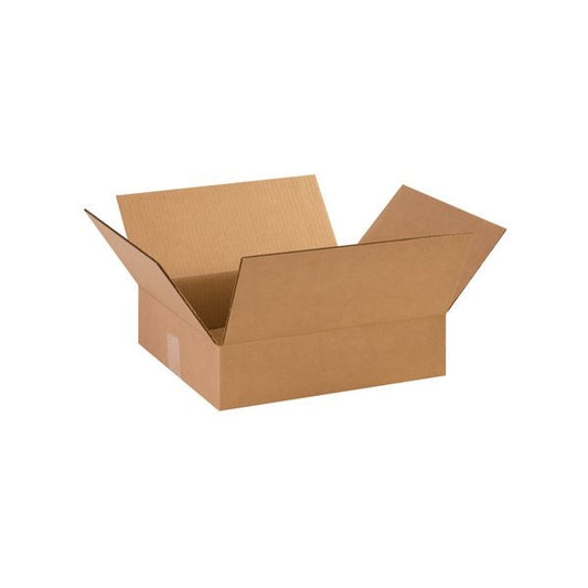 Flat Cardboard Corrugated Boxes, 14"L x 12"W x 3"H, Kraft