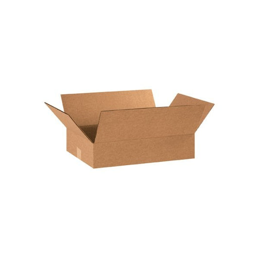 Flat Cardboard Corrugated Boxes, 18"L x 12"W x 3"H, Kraft