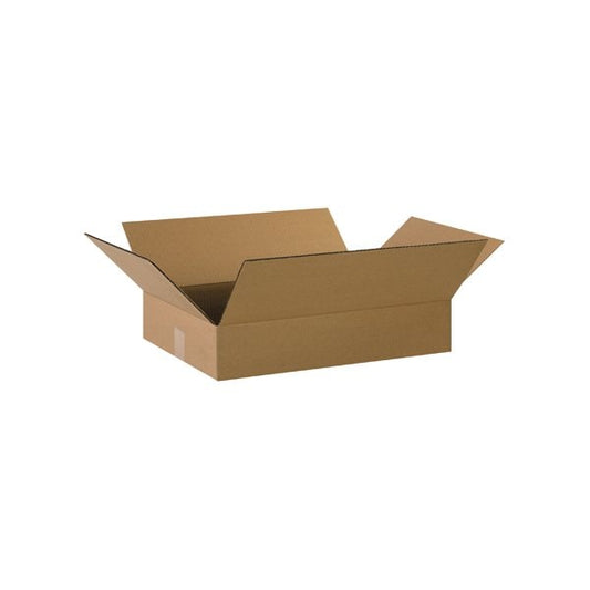 Flat Cardboard Corrugated Boxes, 20"L x 14"W x 3"H, Kraft