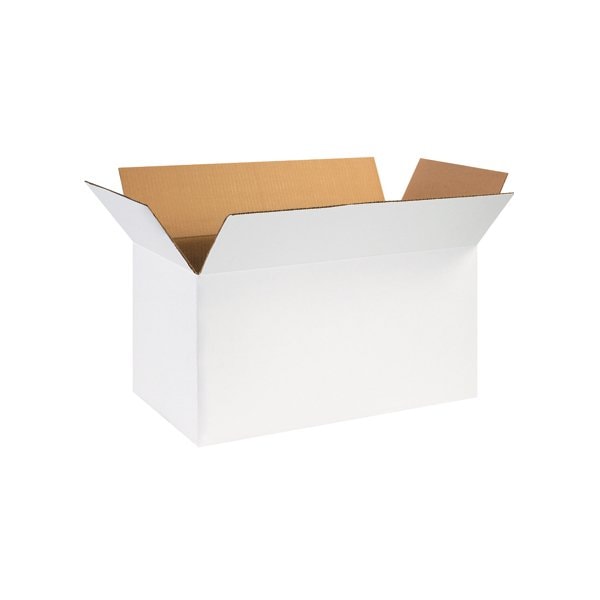 24 x 12 x 12'' White Corrugated Boxes, 25PK