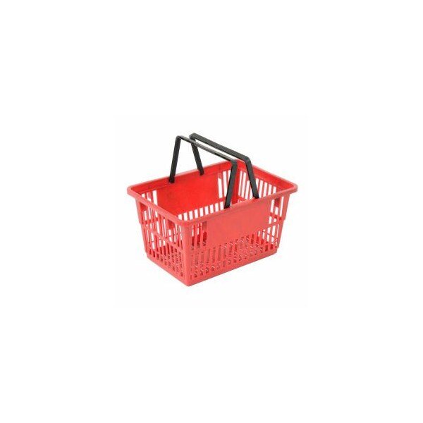Good L Standard Plastic Shopping Basket with Plastic Handle 20 Liter 17L x 12W x 9H Red
