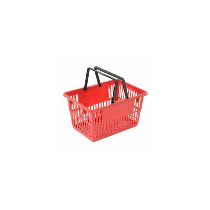 Good L Standard Plastic Shopping Basket with Plastic Handle 20 Liter 17L x 12W x 9H Red
