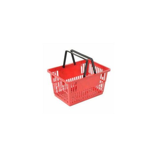 Good L Standard Plastic Shopping Basket with Plastic Handle 20 Liter 17L x 12W x 9H Red