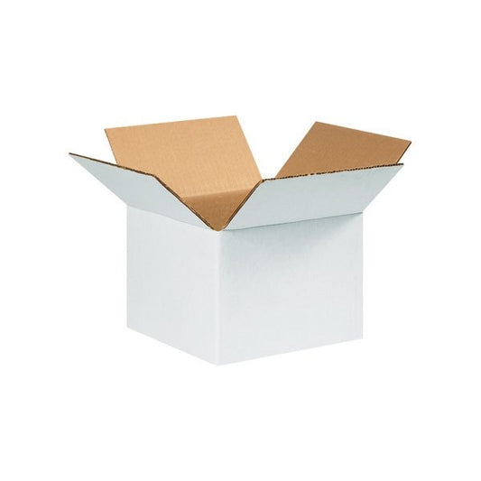 8 x 8 x 6'' White Corrugated Boxes, 25PK