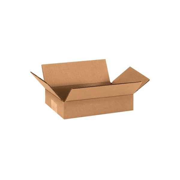 Flat Cardboard Corrugated Boxes, 9"L x 6"W x 2"H, Kraft