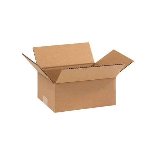 Flat Cardboard Corrugated Boxes, 9"L x 7"W x 3"H, Kraft