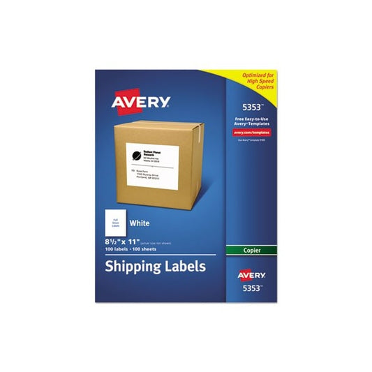 Avery, COPIER MAILING LABELS, COPIERS, 8.5 X 11, WHITE, 100PK