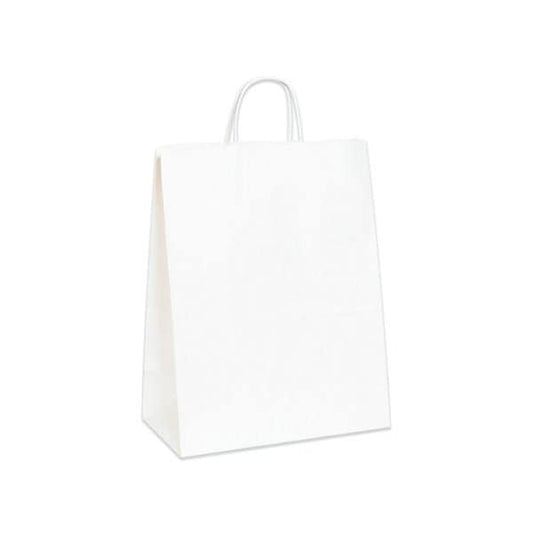Paper Shopping Bags, 13"W x 7"D x 17"H, White, 250/Pack