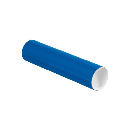 Colored Mailing Tubes With Caps, 3in Dia. x 12inL, 0.07in Thick, Blue, 24/Pack