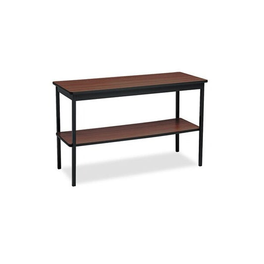 Barricks, Utility Table With Bottom Shelf, Rectangular, 48w X 18d X 30h, Walnut/black