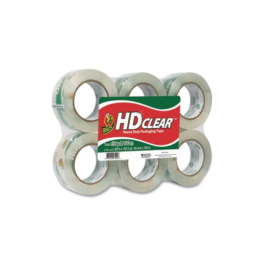 Duck, HD CLEAR PACKING TAPE, 3in CORE, 1.88in X 55 YDS, CLEAR, 6PK
