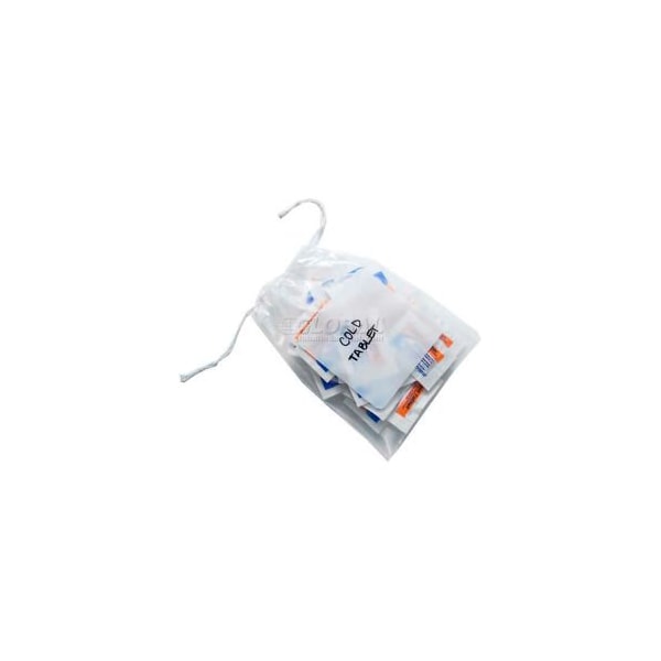 Pull Tite Drawstring Bags W/ White Block, 10"W x 14-1/2"L, 1.5 Mil, Clear, 1000/Pack