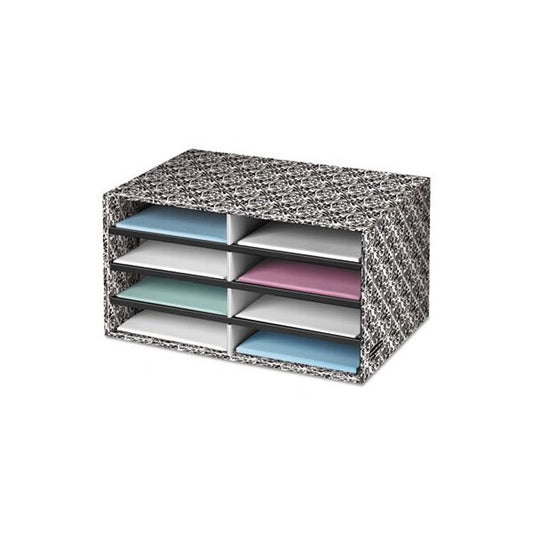 BankersBox, Decorative Sorter, 8 Letter Sections, 19 1/2 X 12 3/8 X 10 1/4, Bk/we Brocade